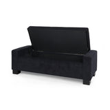 Elegant White Storage Ottoman with Flip-Lid & Birch Wood Legs