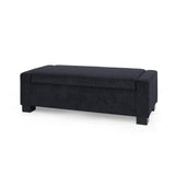 Elegant White Storage Ottoman with Flip-Lid & Birch Wood Legs