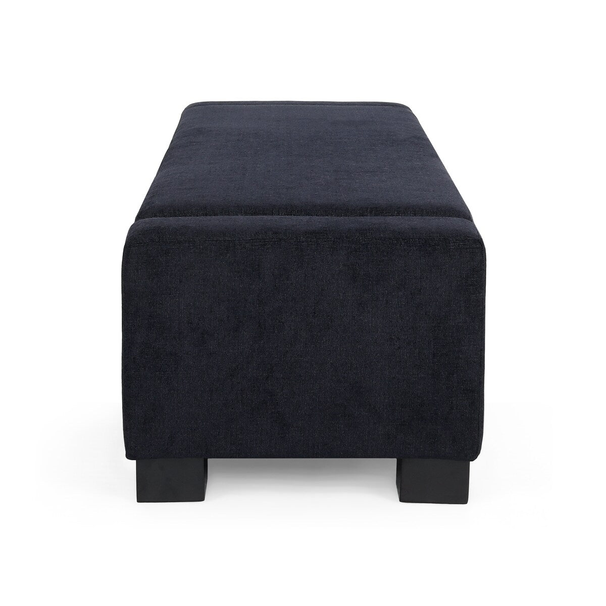 Elegant White Storage Ottoman with Flip-Lid & Birch Wood Legs