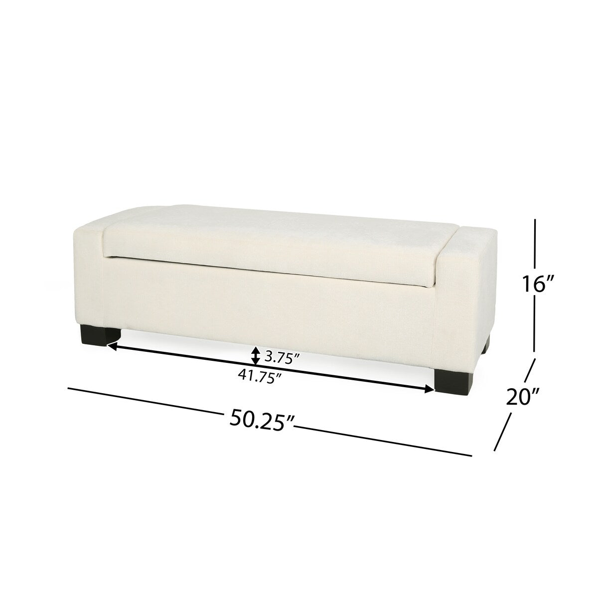Elegant White Storage Ottoman with Flip-Lid & Birch Wood Legs