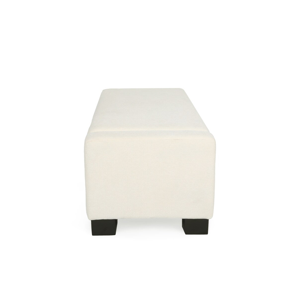 Elegant White Storage Ottoman with Flip-Lid & Birch Wood Legs