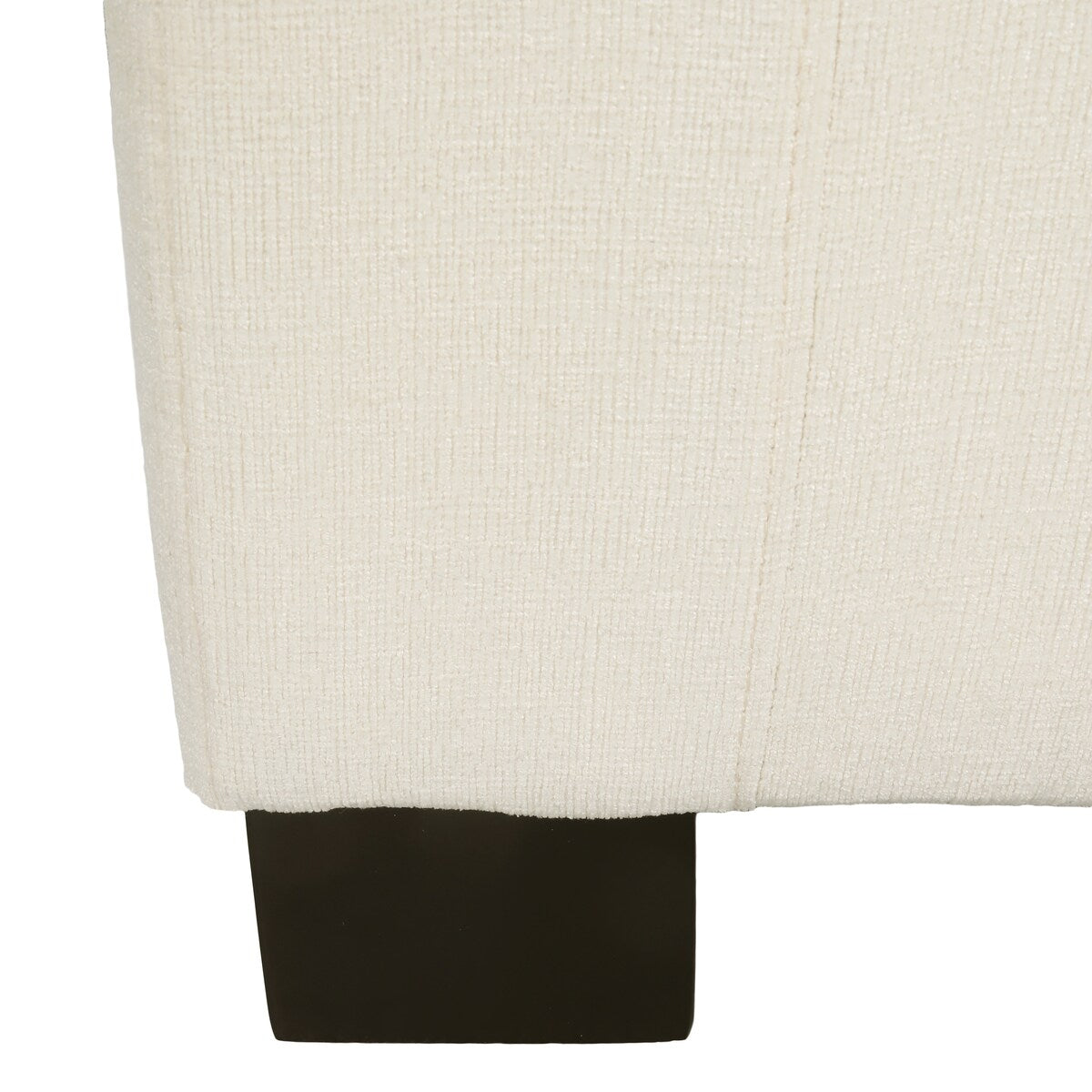 Elegant White Storage Ottoman with Flip-Lid & Birch Wood Legs