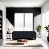 Elegant White Storage Ottoman with Flip-Lid & Birch Wood Legs