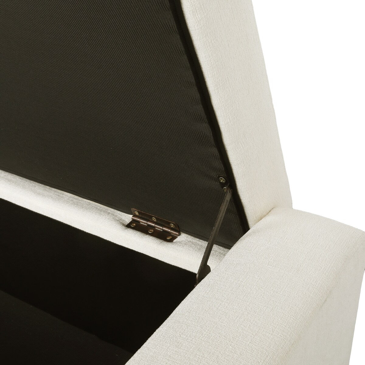 Elegant White Storage Ottoman with Flip-Lid & Birch Wood Legs