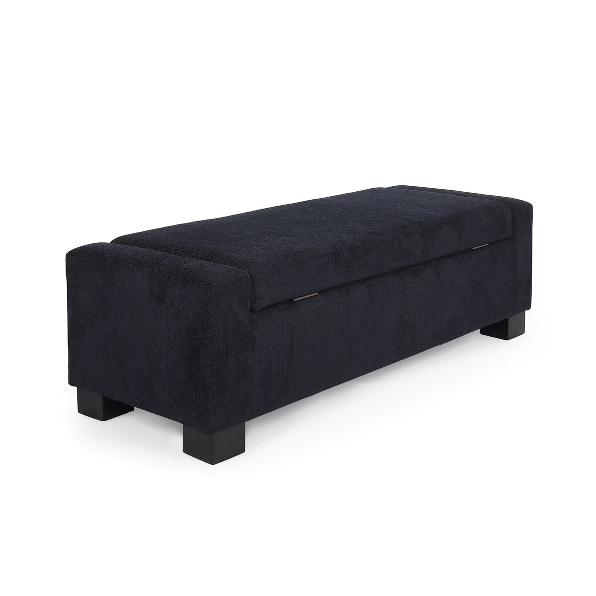 Elegant White Storage Ottoman with Flip-Lid & Birch Wood Legs