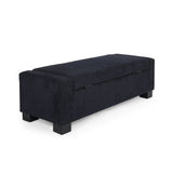 Elegant White Storage Ottoman with Flip-Lid & Birch Wood Legs