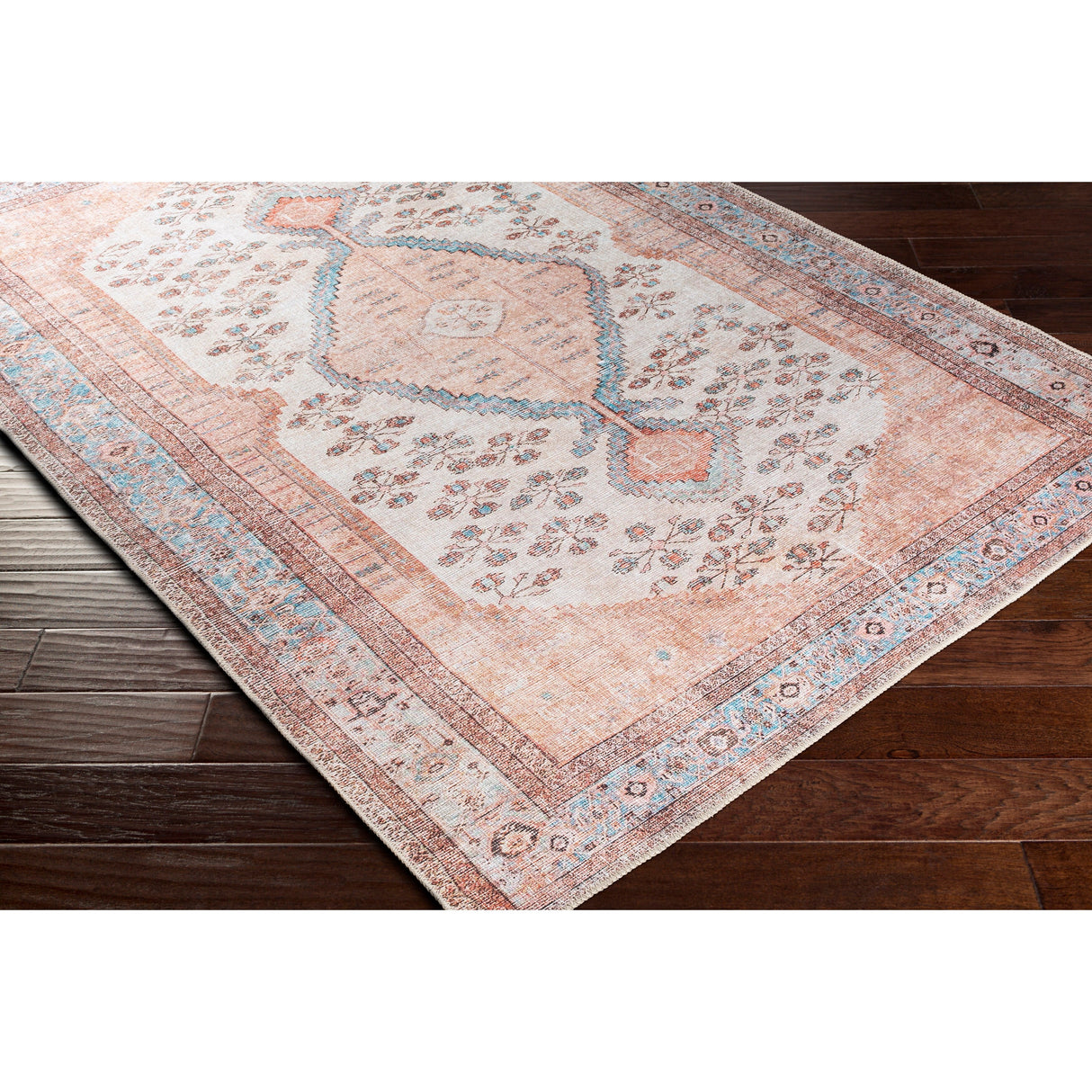 Livabliss Elena Floral Medallion Printed Machine Washable Area Rug