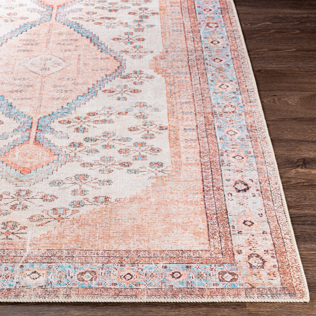 Livabliss Elena Floral Medallion Printed Machine Washable Area Rug