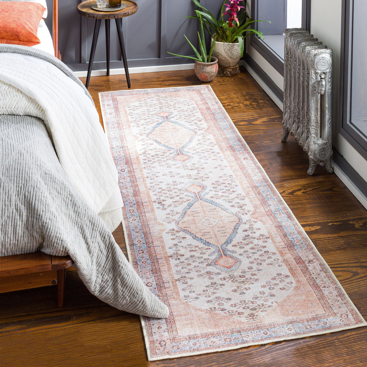 Livabliss Elena Floral Medallion Printed Machine Washable Area Rug