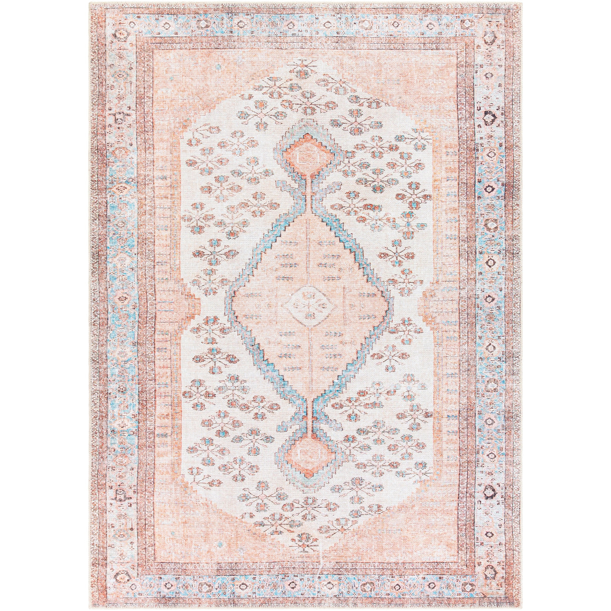 Livabliss Elena Floral Medallion Printed Machine Washable Area Rug