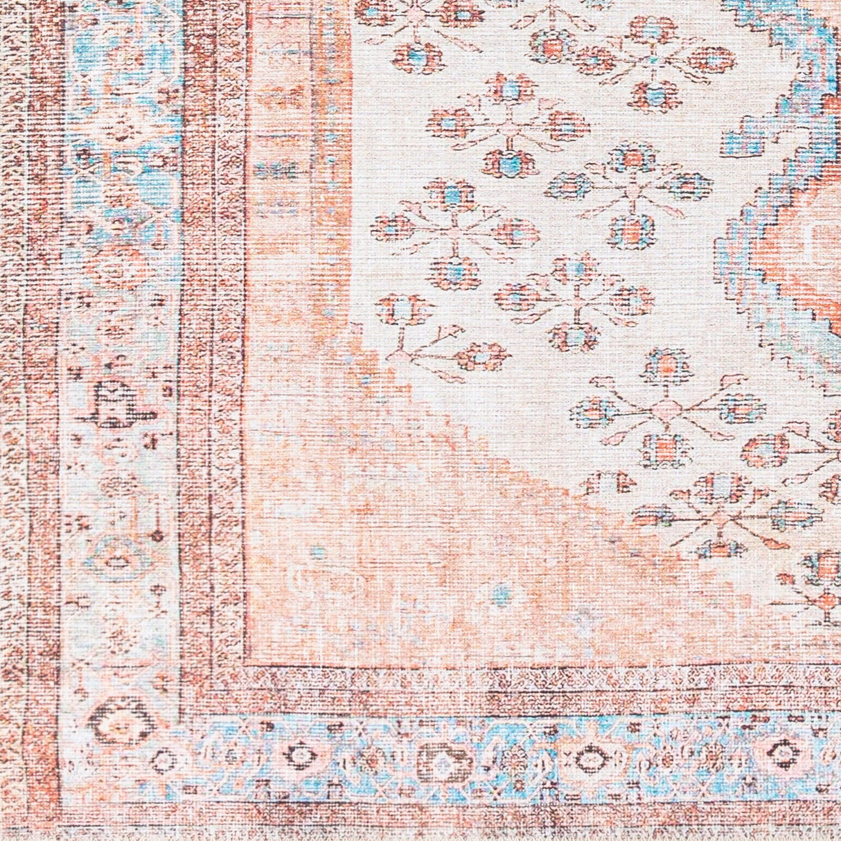 Livabliss Elena Floral Medallion Printed Machine Washable Area Rug