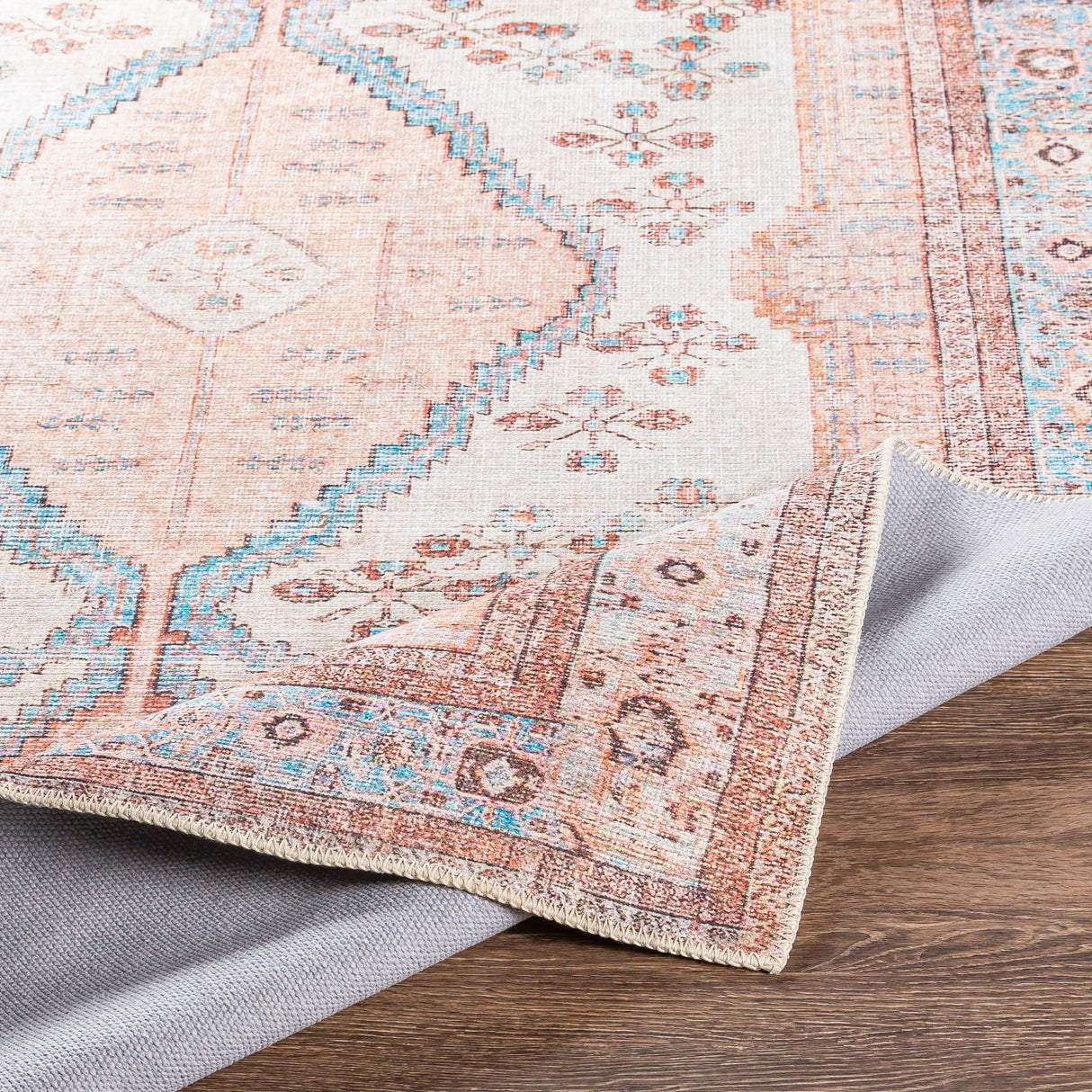 Livabliss Elena Floral Medallion Printed Machine Washable Area Rug