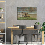 Elephant And Dog Are Sitting On A Meadow Print On Wood by Mike Kiev - Multi-Color