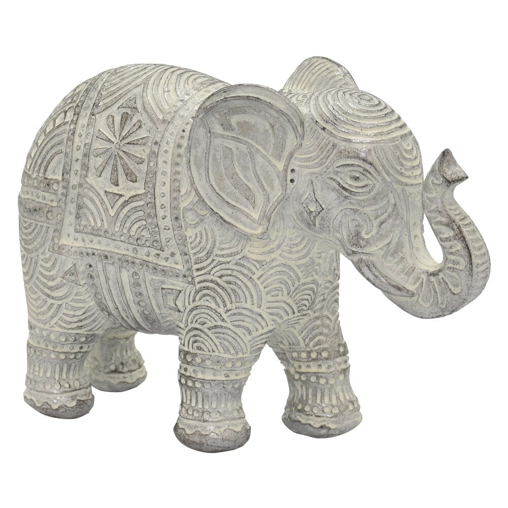 Elephant Figurine in Silver Resin / Magnesium 9in L x 3in W x 6in H