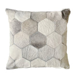 Eli Cowhide Hexagon Design-Grey Ivory Beige-Throw Pillow-18"x18"x4"