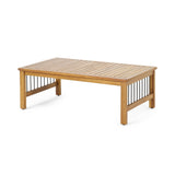 Elias Acacia Wood and Iron Outdoor Loveseat and Coffee Table Set with Cushions by Christopher Knight Home