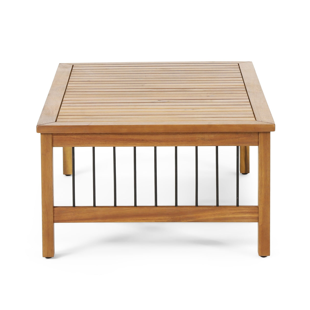 Elias Acacia Wood and Iron Outdoor Loveseat and Coffee Table Set with Cushions by Christopher Knight Home