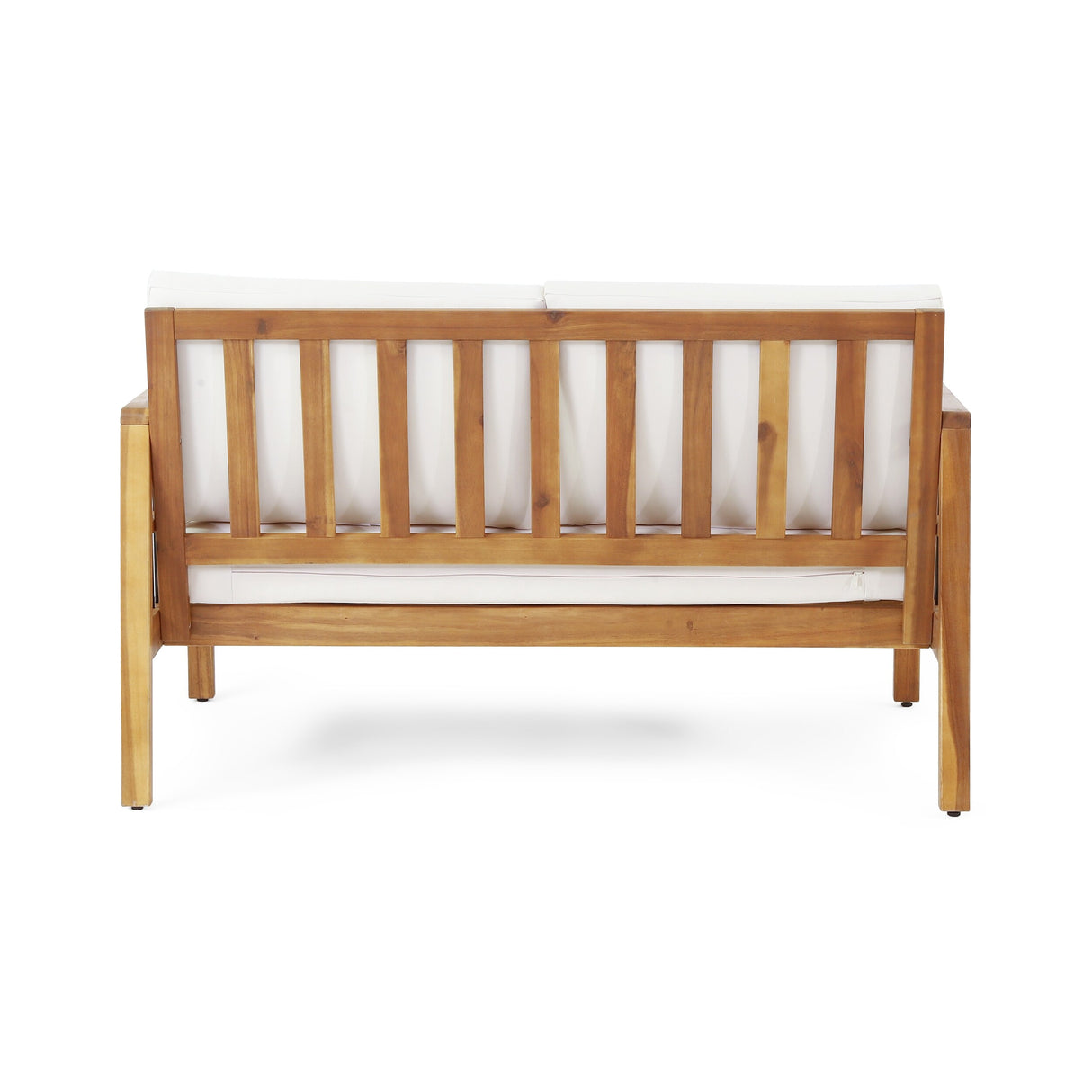 Elias Acacia Wood and Iron Outdoor Loveseat and Coffee Table Set with Cushions by Christopher Knight Home