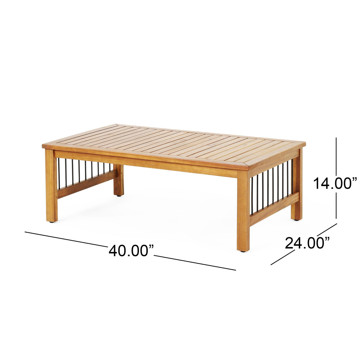 Elias Acacia Wood and Iron Outdoor Loveseat and Coffee Table Set with Cushions by Christopher Knight Home