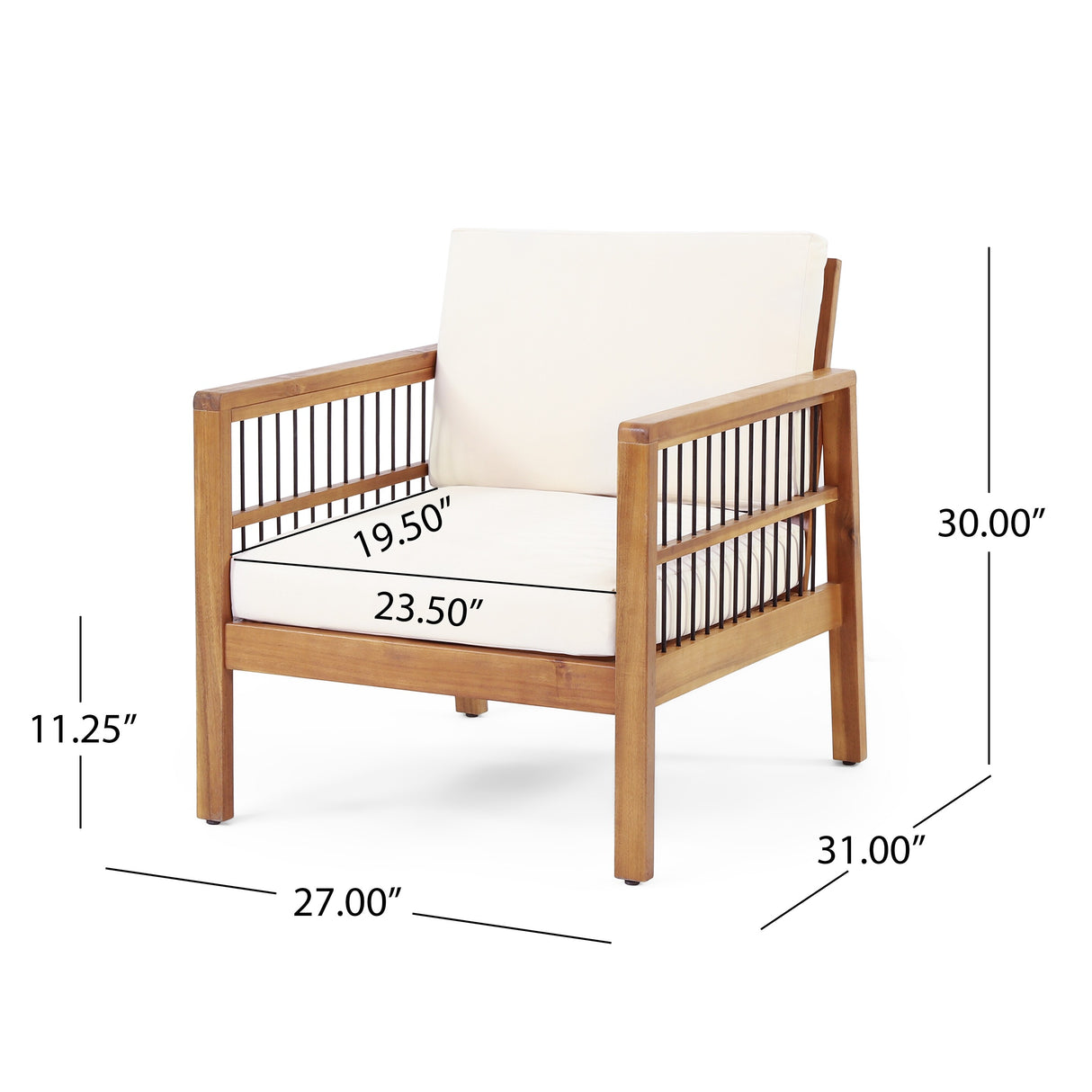 Elias Outdoor Acacia Wood Outdoor Chat Set by Christopher Knight Home