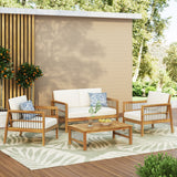 Elias Outdoor Acacia Wood Outdoor Chat Set by Christopher Knight Home