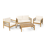 Elias Outdoor Acacia Wood Outdoor Chat Set by Christopher Knight Home