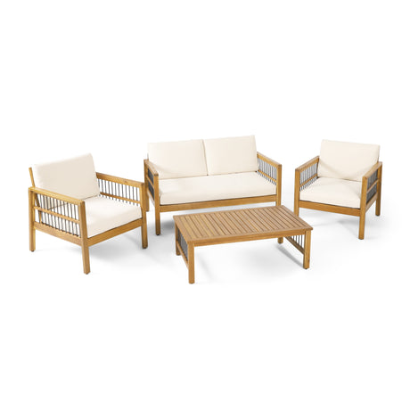 Elias Outdoor Acacia Wood Outdoor Chat Set by Christopher Knight Home