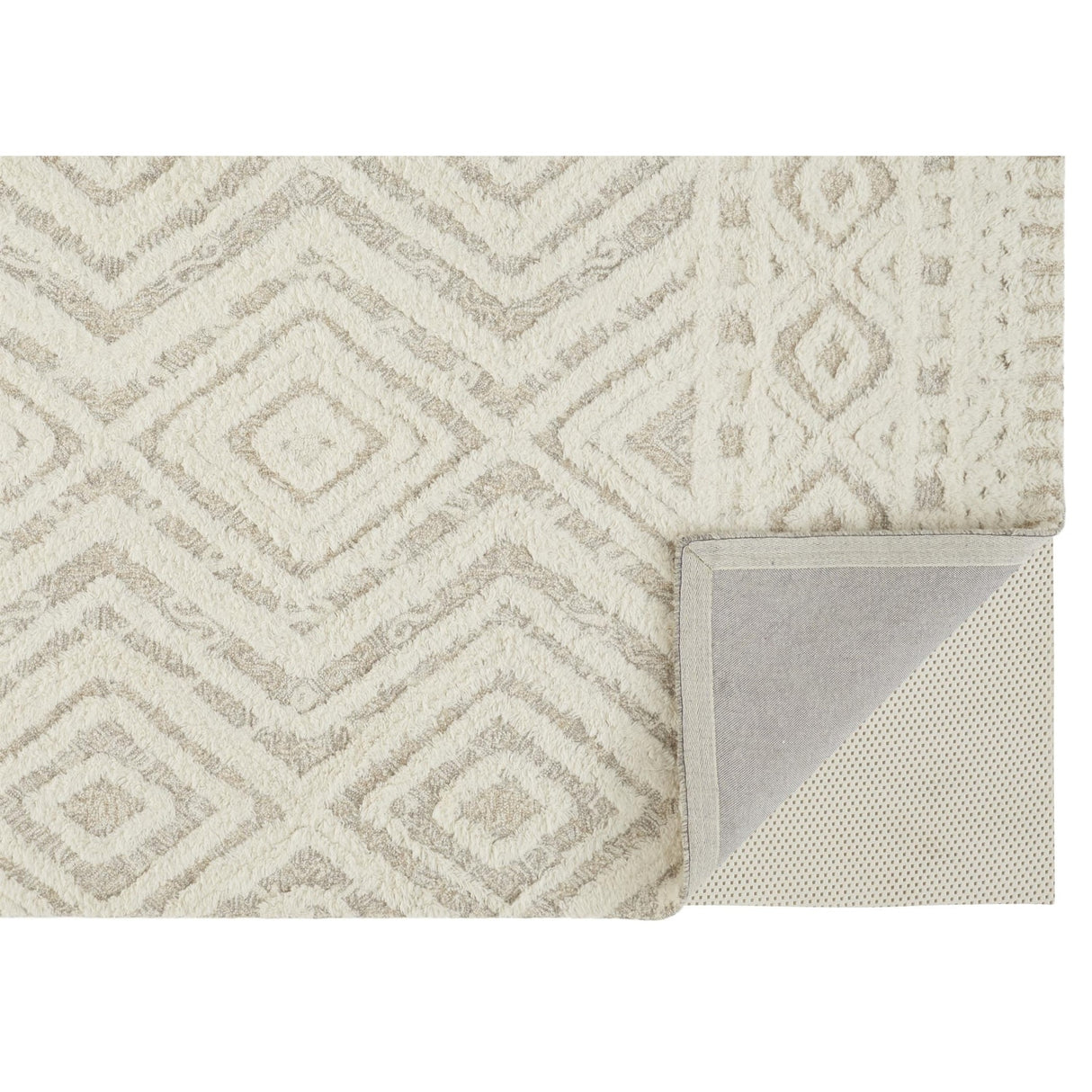 Elika Moroccan Wool Rug w/Diamonds, Ivory/Natural Tan, Accent Rug