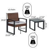 Elina 3-Piece Modern Coastal Faux Wicker Conversation Outdoor Patio Set, by JONATHAN Y