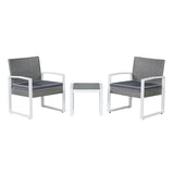 Elina 3-Piece Modern Coastal Faux Wicker Conversation Outdoor Patio Set, by JONATHAN Y