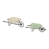 Elina Homestead Tabletop Metal Farmhouse Wheelbarrow Set - 3"H x 9.5"W x 3.5"D