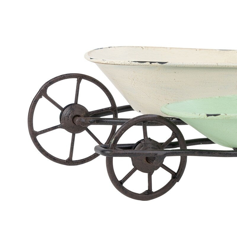 Elina Homestead Tabletop Metal Farmhouse Wheelbarrow Set - 3"H x 9.5"W x 3.5"D