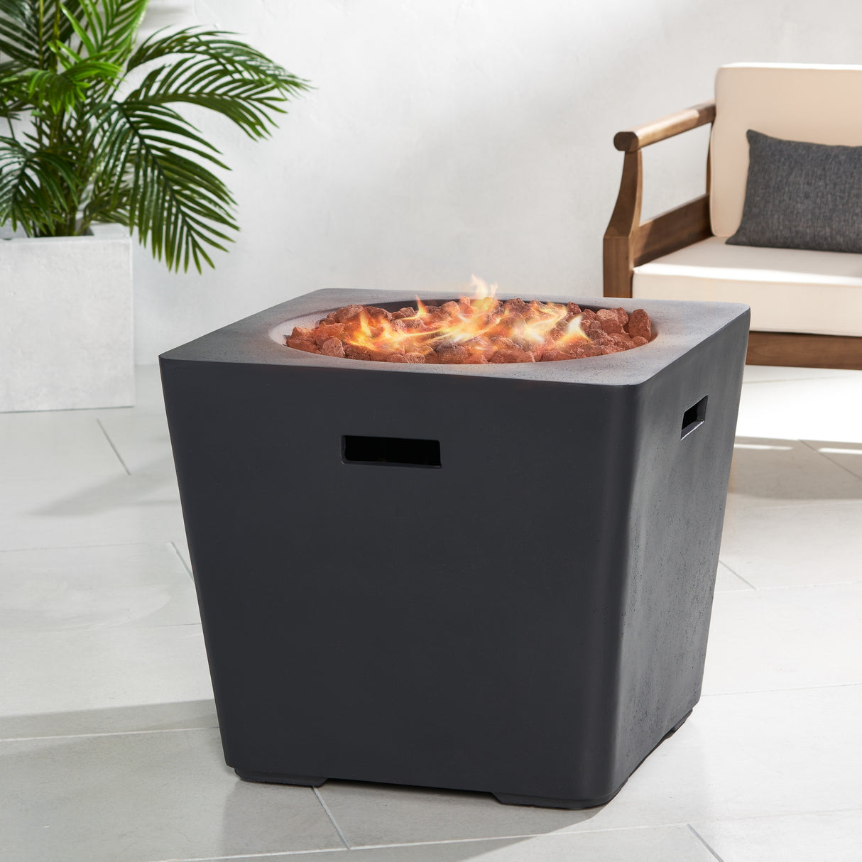 Elisson Outdoor Outdoor 40,000 BTU Lightweight Concrete Square Fire Pit by Christopher Knight Home