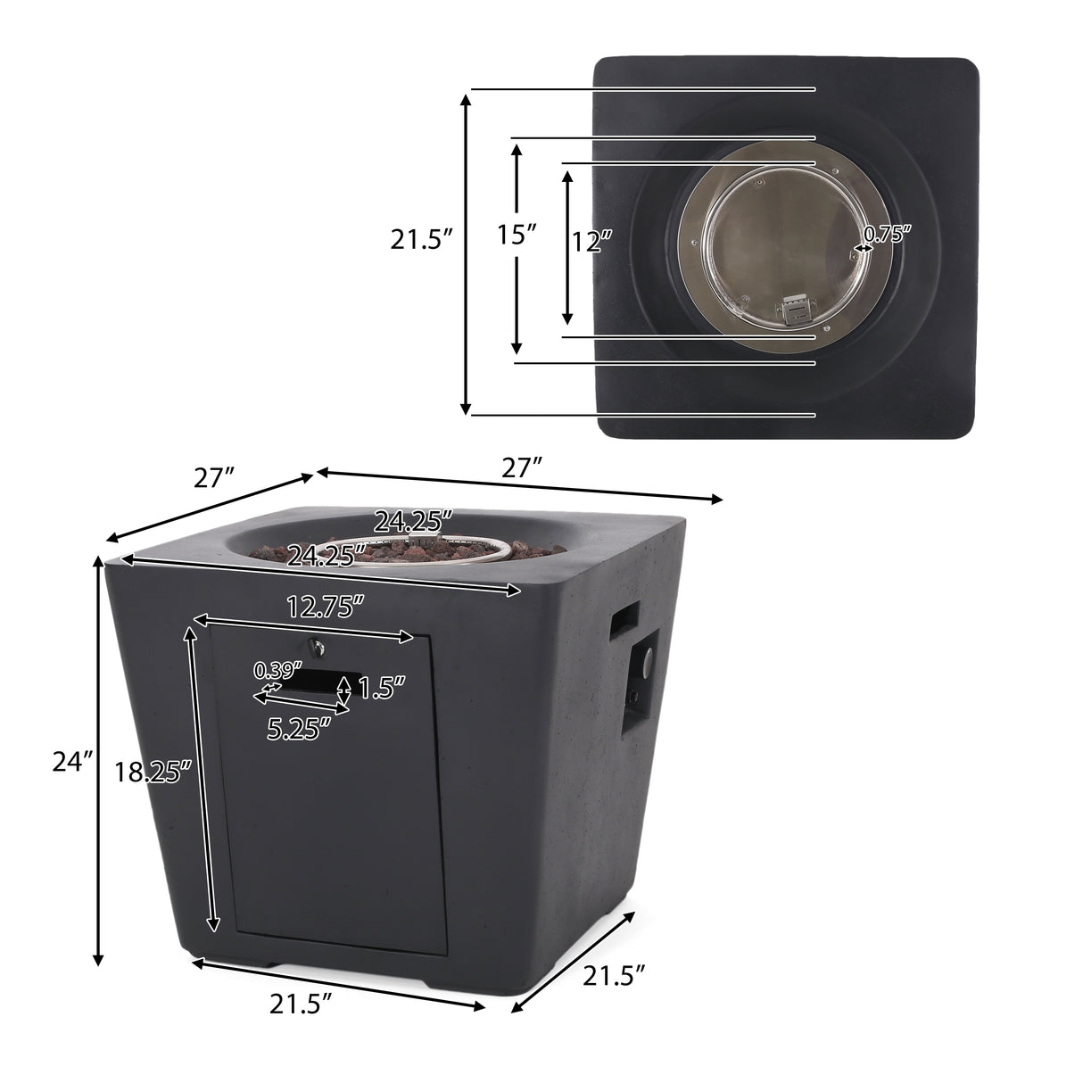 Elisson Outdoor Outdoor 40,000 BTU Lightweight Concrete Square Fire Pit by Christopher Knight Home