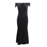 Eliza J Women's Petite Off-The-Shoulder Bow Gown (2, Black)