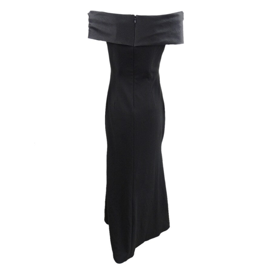 Eliza J Women's Petite Off-The-Shoulder Bow Gown (2, Black)