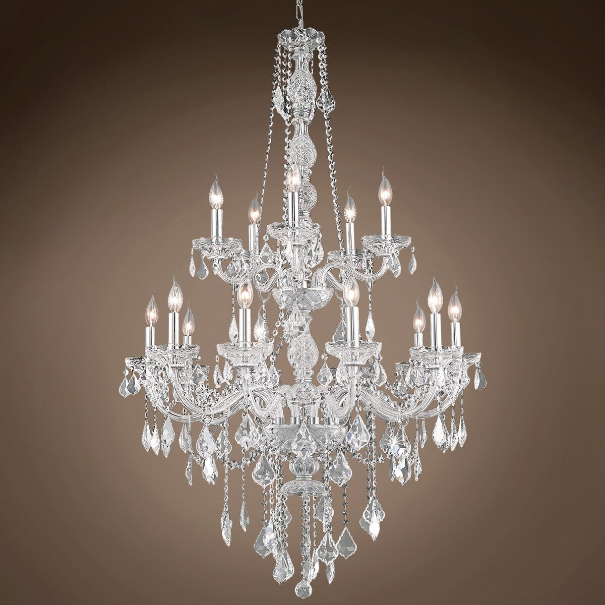Elizabeth 15 Light 33" Chrome Chandelier With Clear European Crystals