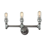 Elk Home Cast Iron Pipe Weathered Zinc Metal 3 Light Vanity Light