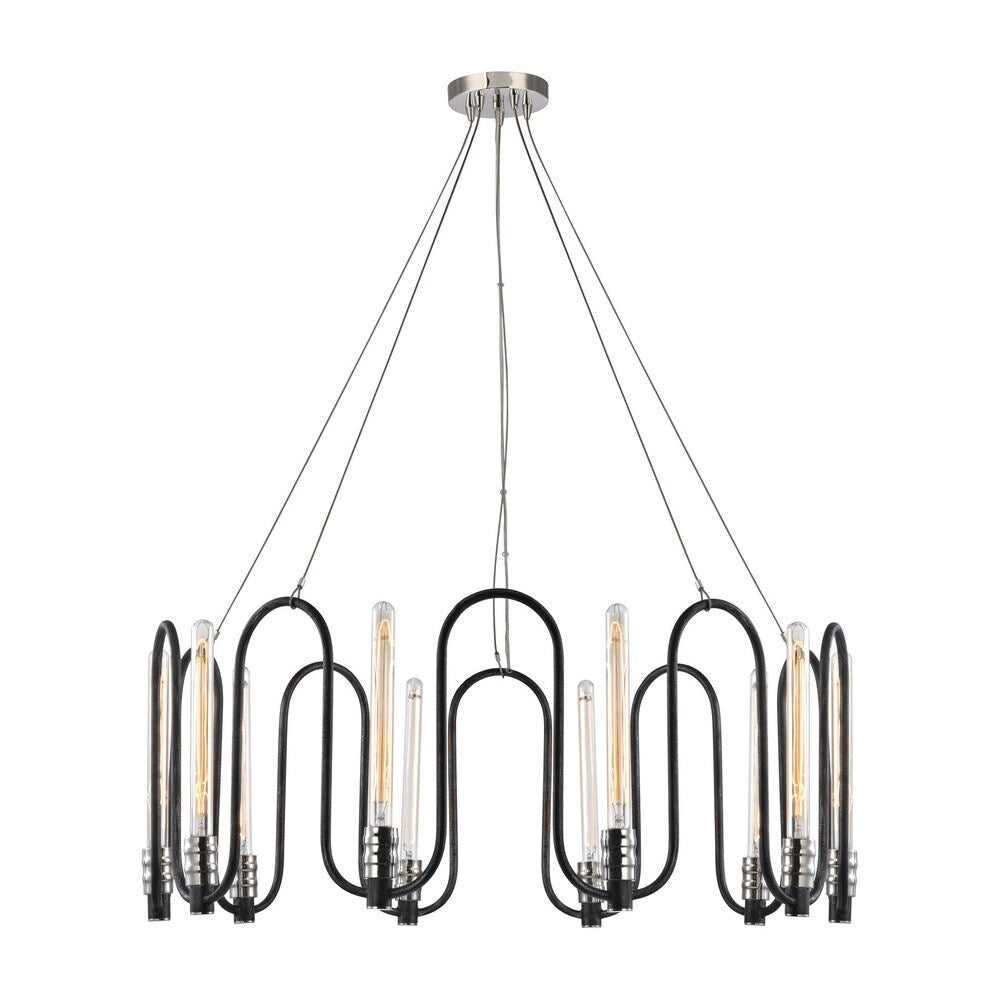 Elk Continuum 10-light LED Chandelier in Silvered Graphite With Polished Nickel Accents - Silvered Graphite/Polished Nickel