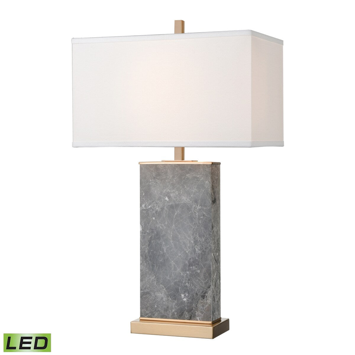 Elk Home Archean Gray Marble With White Linen Shade Table Lamp