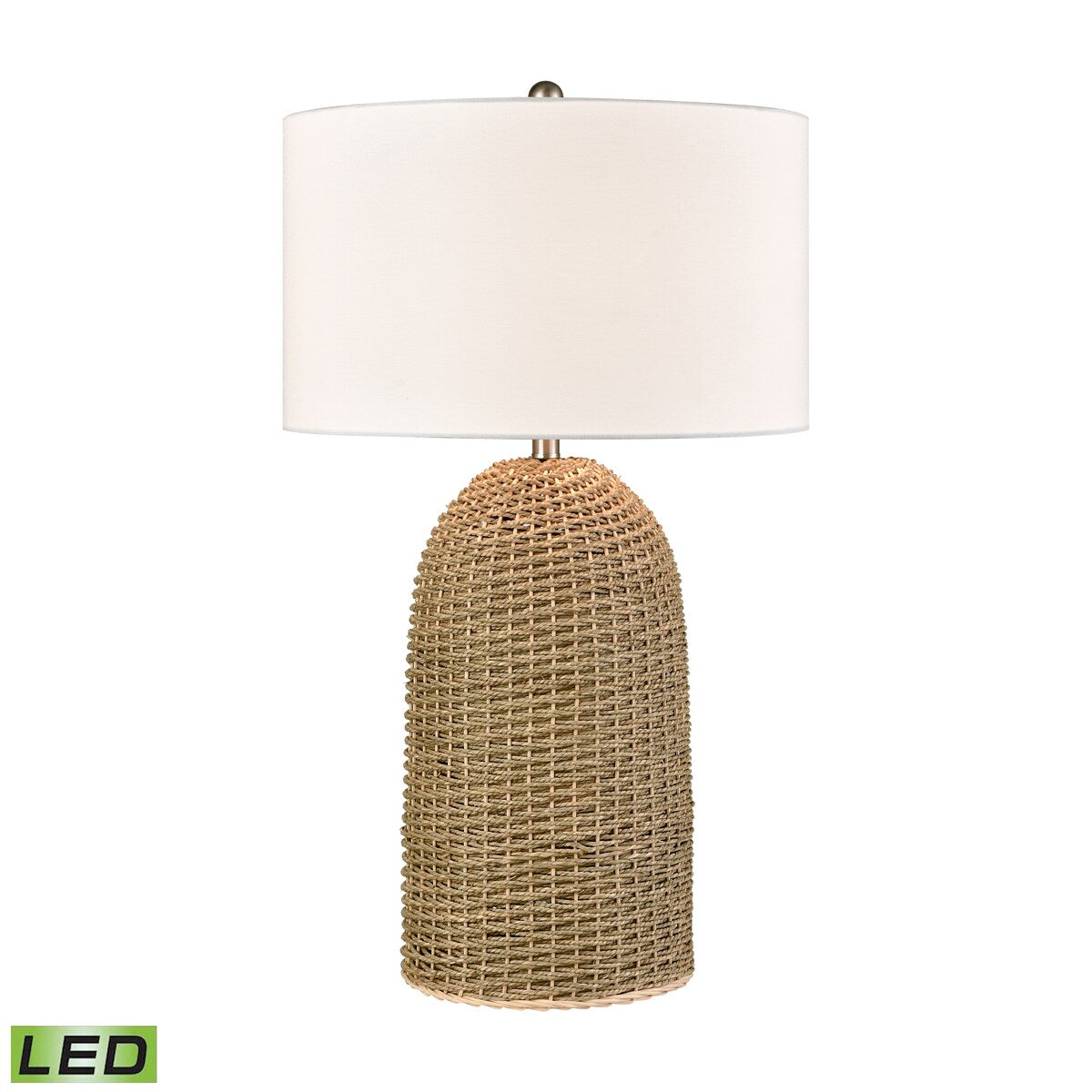 Elk Home Coe Natural With White Linen Drum Shade Table Lamp