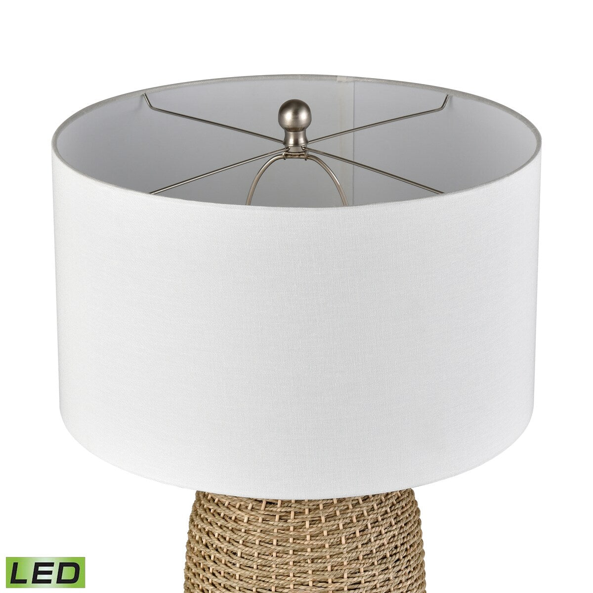 Elk Home Coe Natural With White Linen Drum Shade Table Lamp