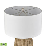 Elk Home Coe Natural With White Linen Drum Shade Table Lamp