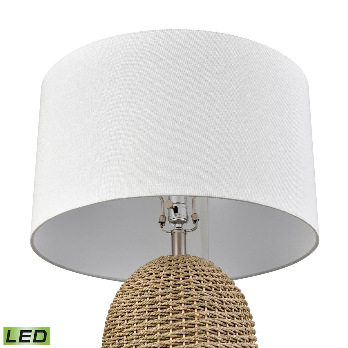 Elk Home Coe Natural With White Linen Drum Shade Table Lamp