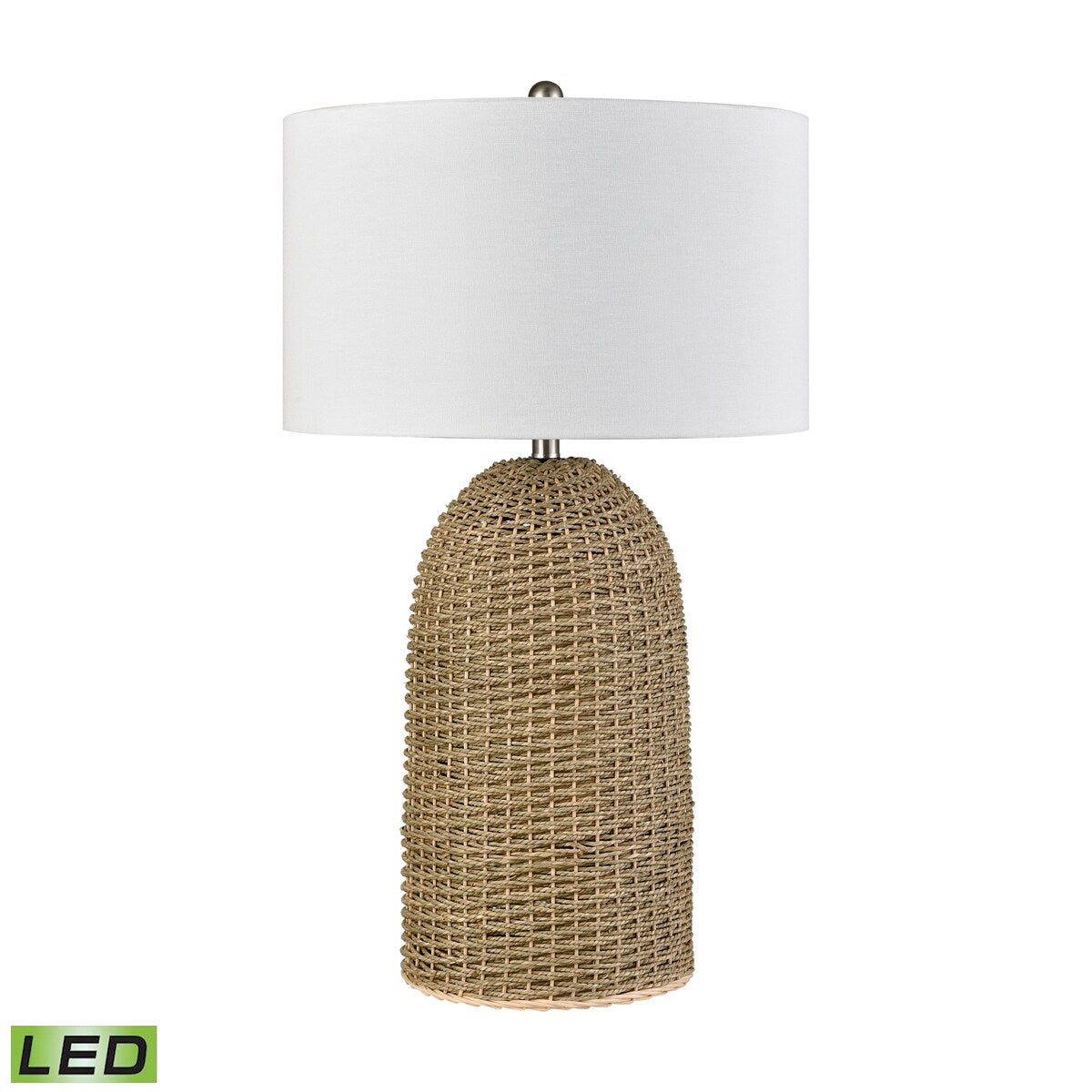 Elk Home Coe Natural With White Linen Drum Shade Table Lamp