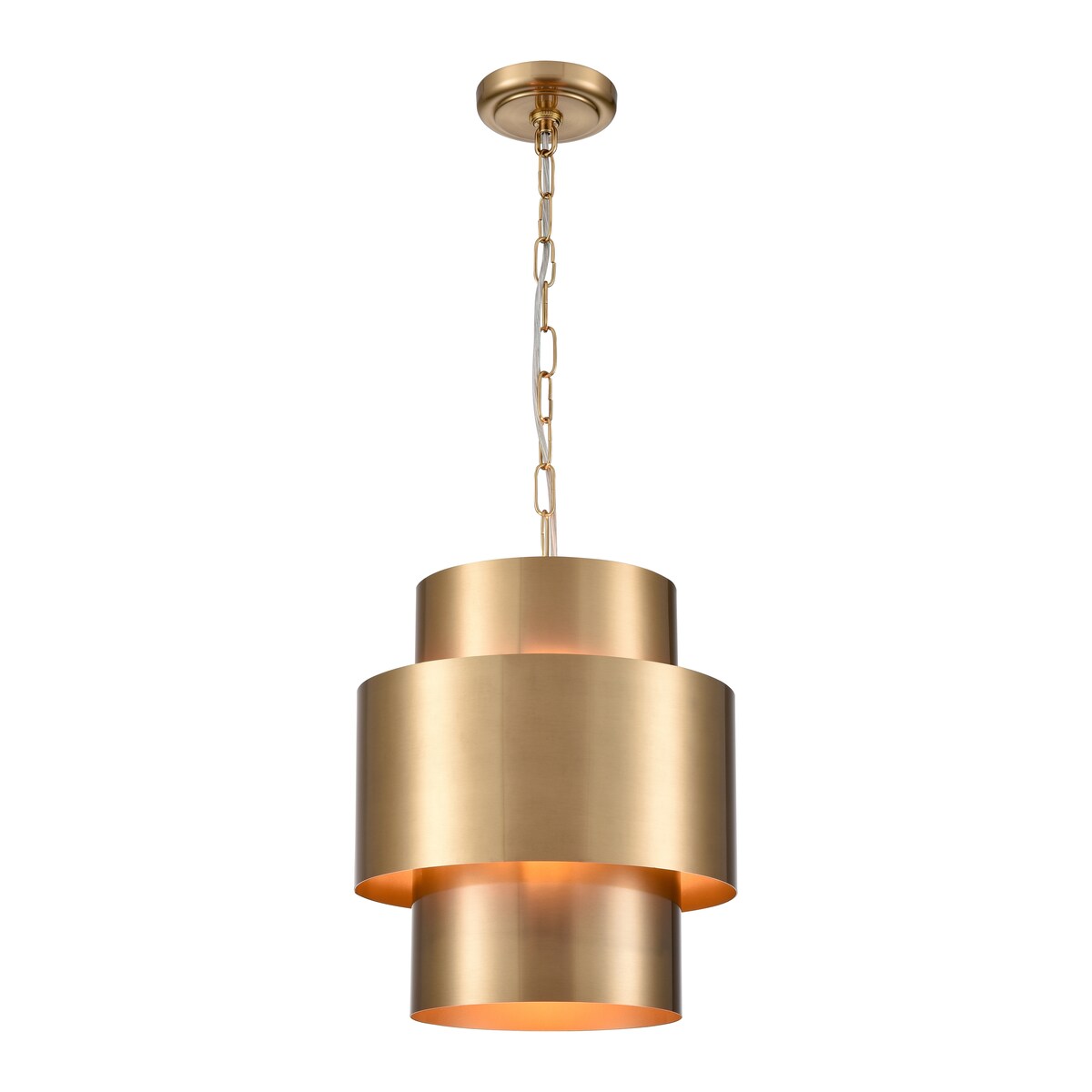 Elk Home Reese Aged Brass Finish With Metal Drum Shade Pendant