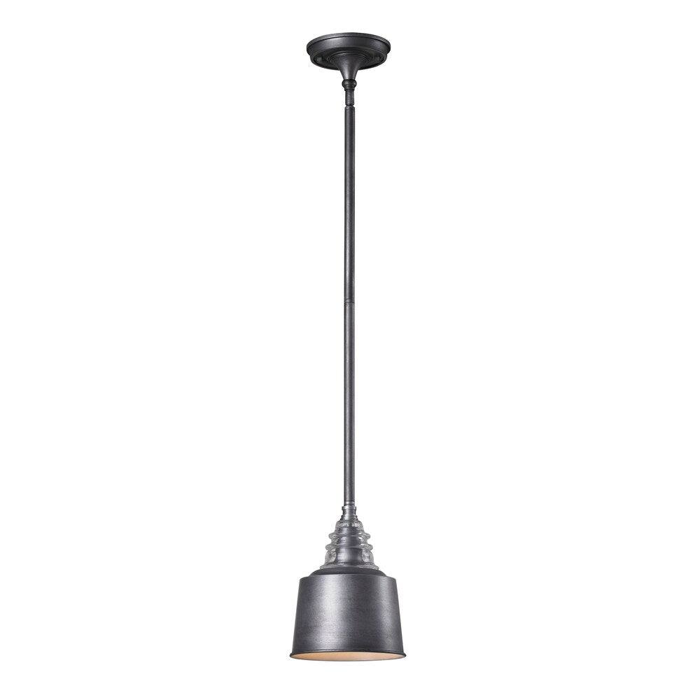 Elk Lighting Insulator Glass 1-light Pendant in Weathered Zinc
