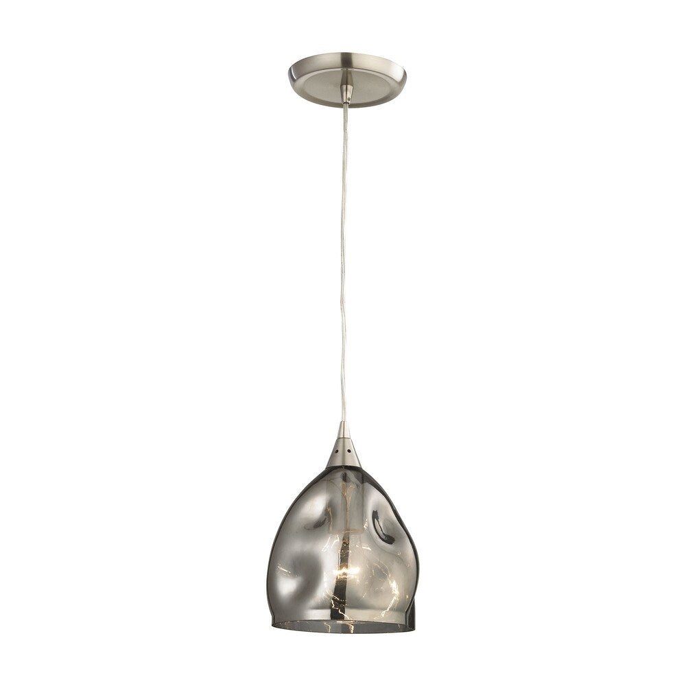 Elk Niche 1-light LED Pendant in Satin Nickel and Black Chrome Glass