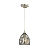 Elk Niche 1-light LED Pendant in Satin Nickel and Black Chrome Glass