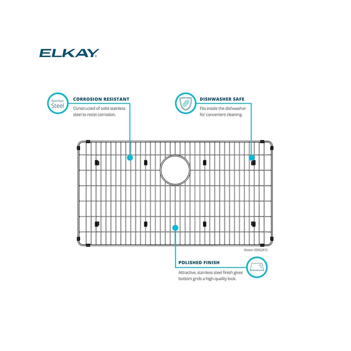 Elkay Crosstown Stainless Steel 14-1/2" x 15-1/4" x 1-1/4" Bottom Grid